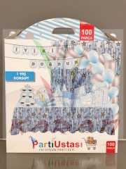 1 YAŞ MAVİ KONSEPT PARTİ SETİ 100 PARÇA